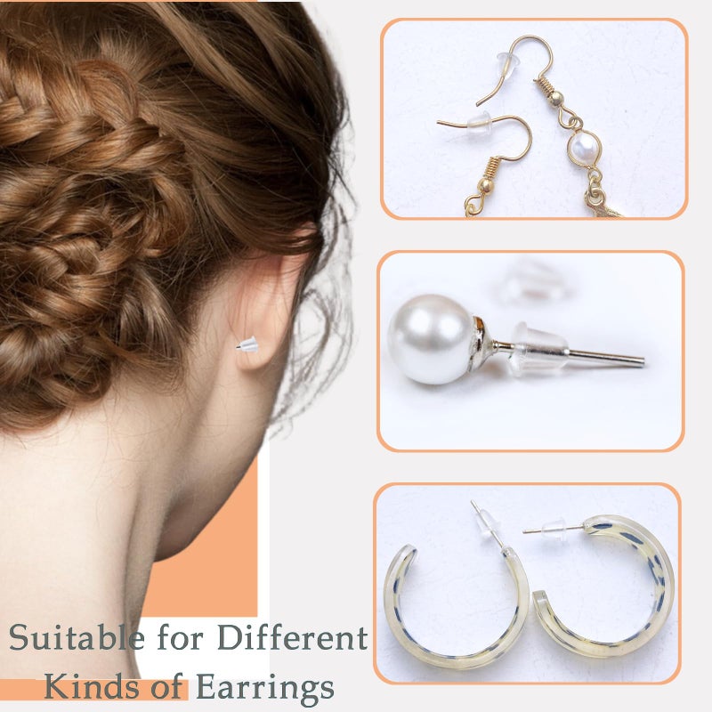 KASBEE Rubber Earring Backs, Soft Clear Backs for Earrings Studs, 500Pcs Safety Earring Backings Clutch Stoppers for Fishhook Earrings - Image 4